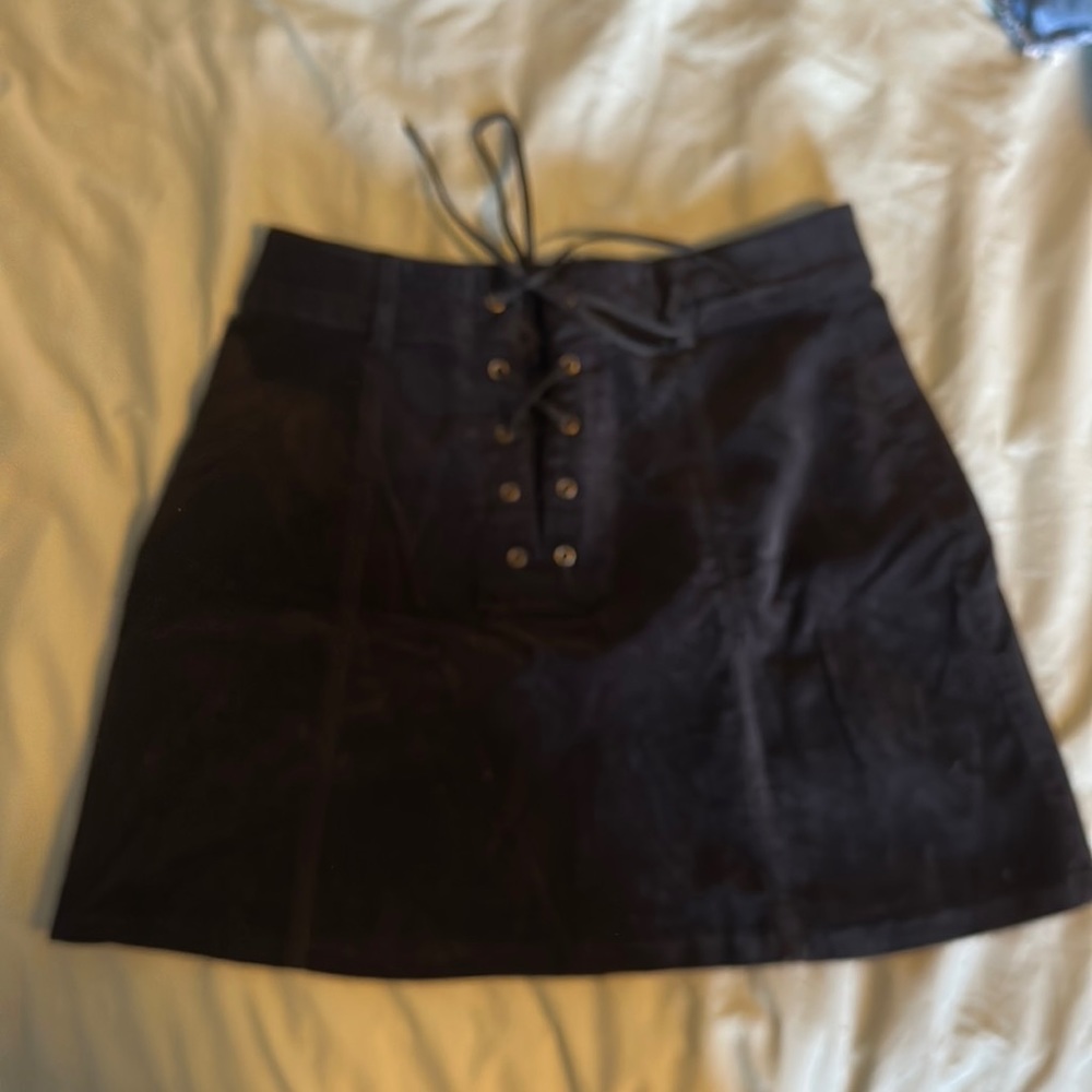 Black lace up front skirt